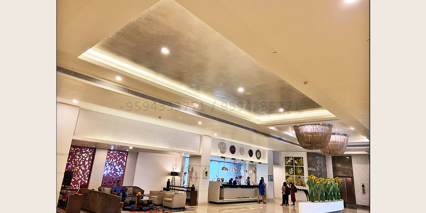 Silver Leafing on Hotel Lobby Ceiling